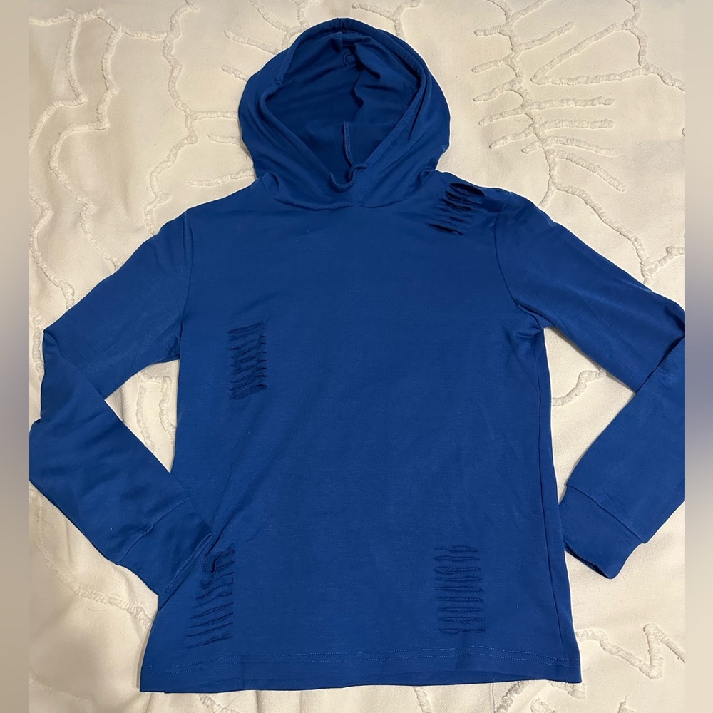 Two piece ripped sweatshirt and sweat pants set